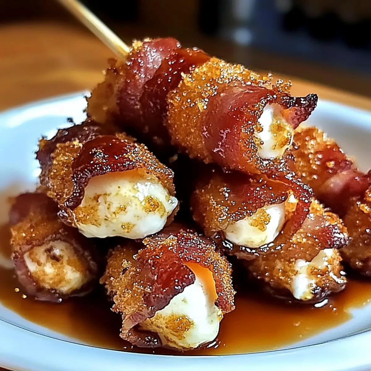 Crispy Bacon Mozzarella Poppers with Glaze You'll Love